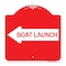 Signmission Designer Series Boat Launch W/ Left Arrow, Red & White Aluminum Sign, 18" x 18", RW-1818-24406 A-DES-RW-1818-24406 - alternate 1